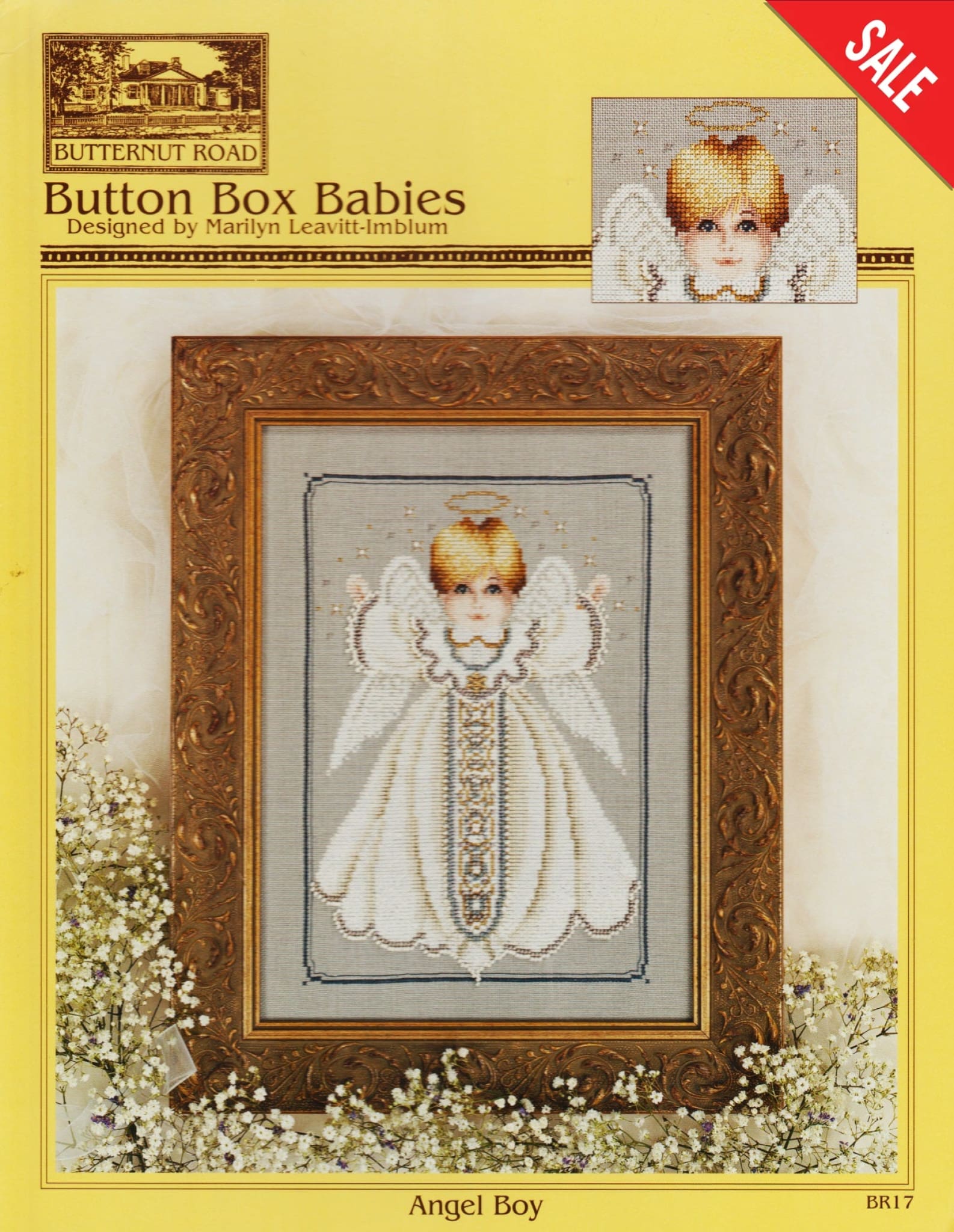 Butternut Road Button Box Babies Angel Boy BR17 cross stitch pattern