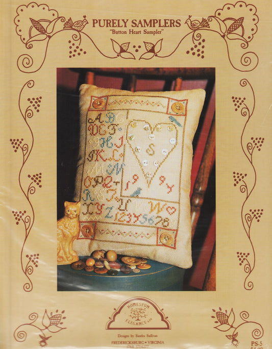 Homespun Elegance Button Heart Sampler PS-5 cross stitch pattern