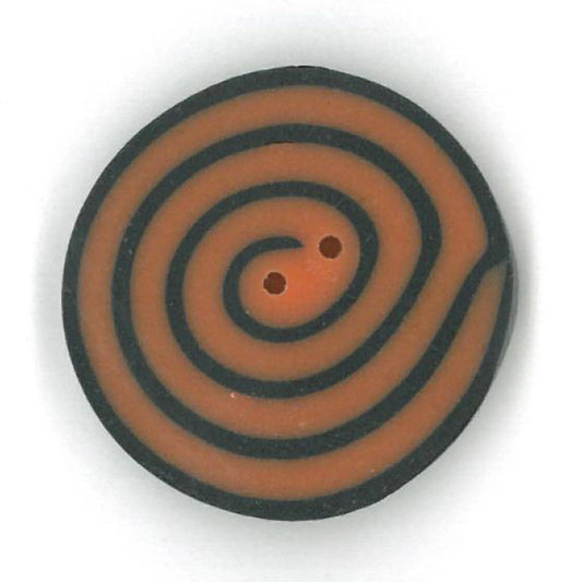 Just Another Button Company Orange & Black, CB1018 flat 2-hole clay cross stitch button