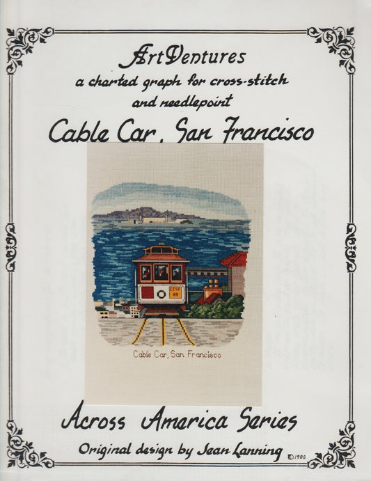 Art Ventures Cable Car, San Francisco cross stitch pattern