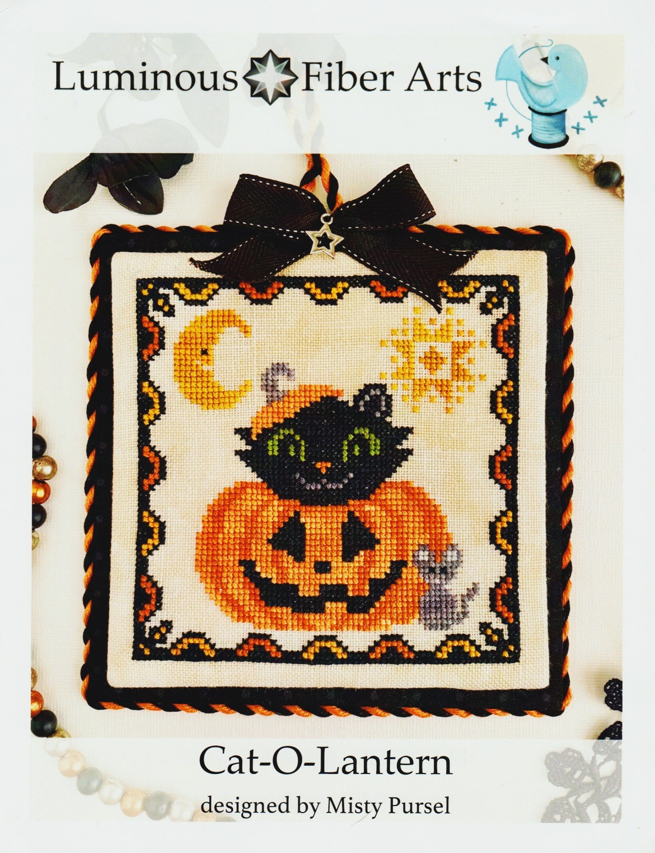 Luminous Fiber Arts Cat-O-Lantern cross stitch pattern