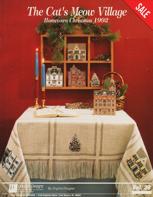 Douglas Designs Cat's Meow Village Hometown Christmas 1992 cross stitch pattern