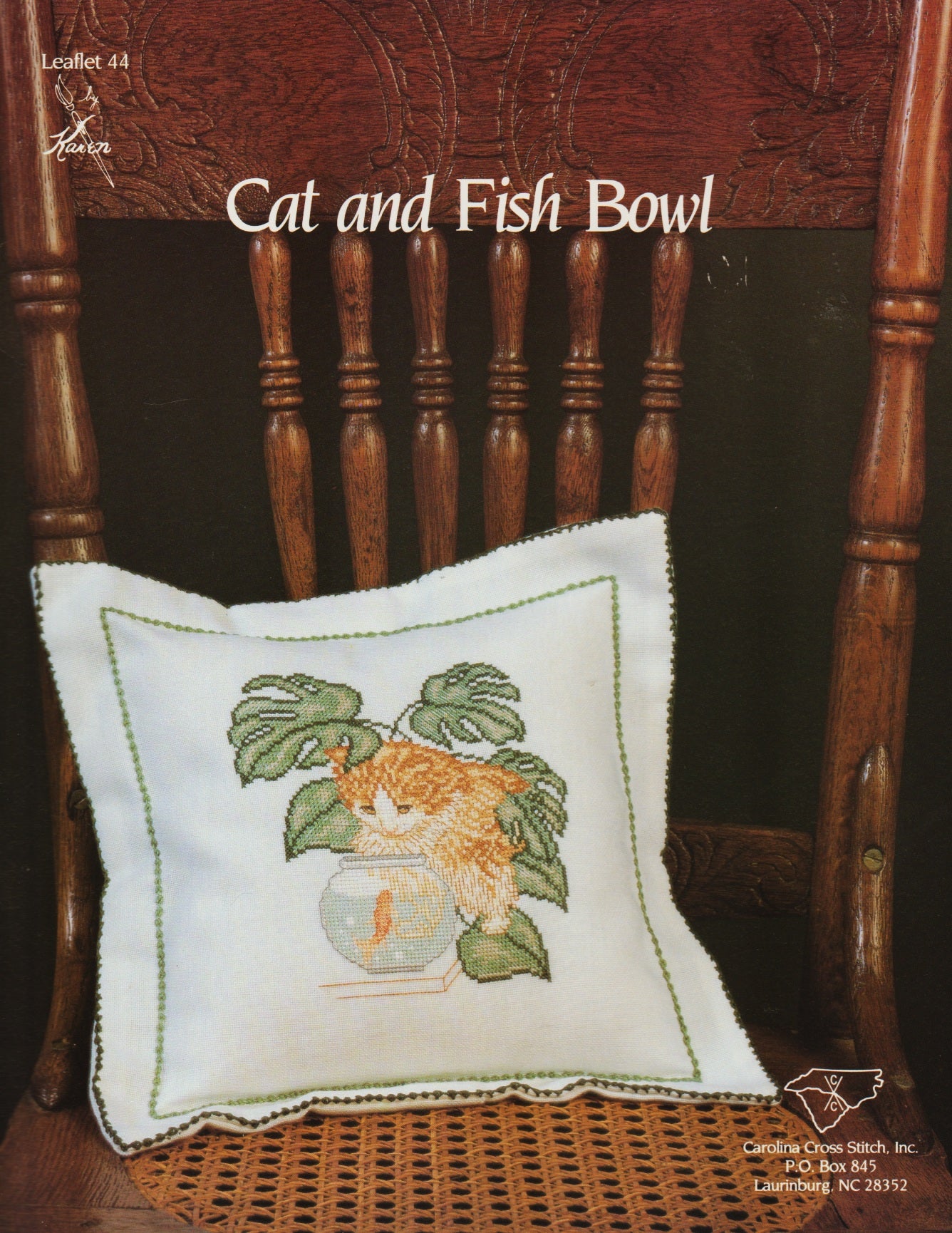 Carolina Cross Stitch Cat and Fish Bowl - Poodle and Tulips 44 dog cat cross stitch pattern