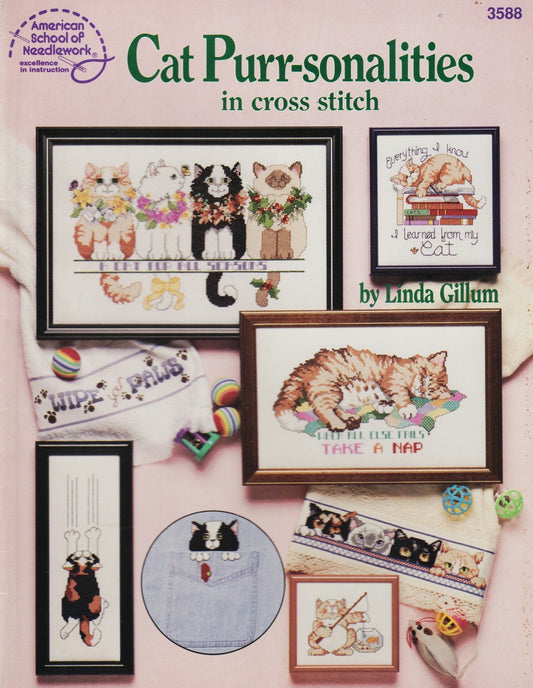 American School of Needlework Cats Purr-sonalities 3588 cross stitch pattern