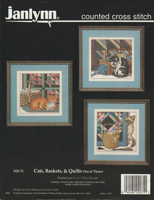 JanLynn Cats, Baskets, & Quilts 09-75 cross stitch kit