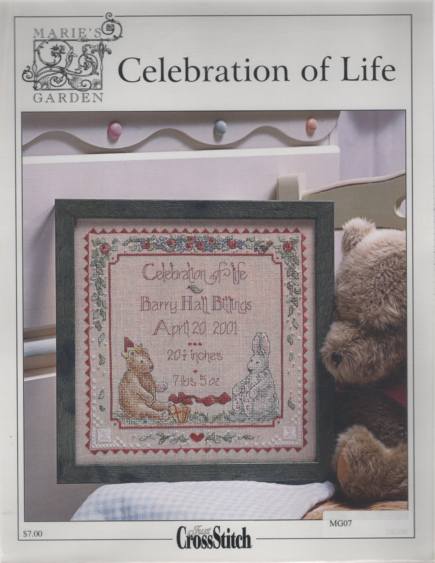 Just CrossStitch Marie's Garden Celebration of Life baby MG07 cross stitch pattern