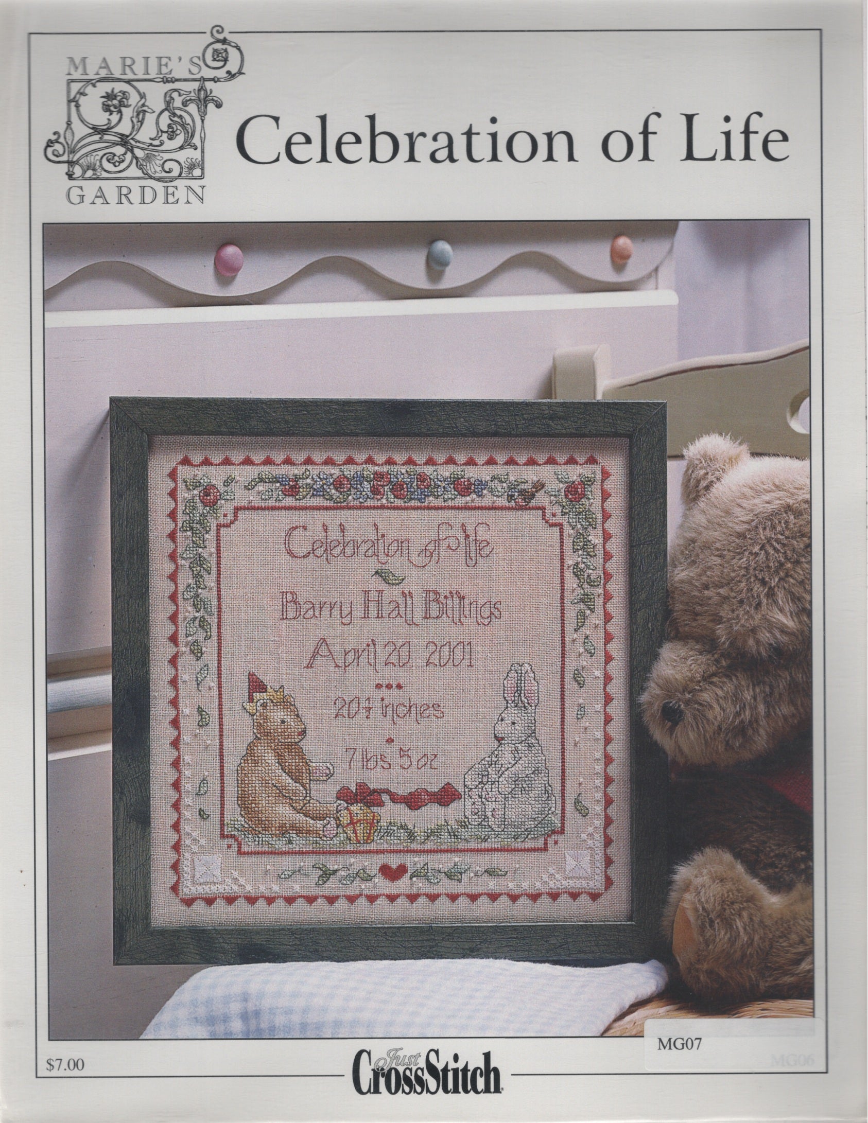Just CrossStitch Marie's Garden Celebration of Life baby MG07 cross stitch pattern