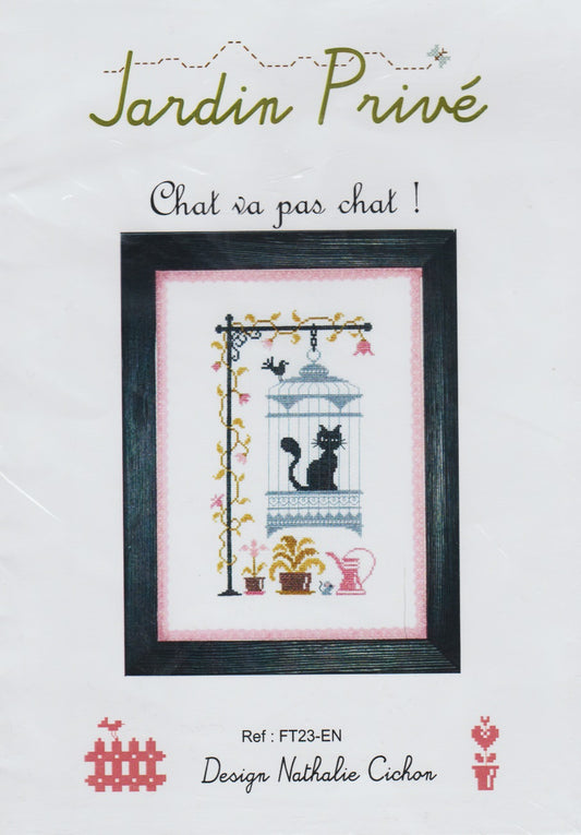 Jardin Prive Chat va pas chat cross stitch pattern