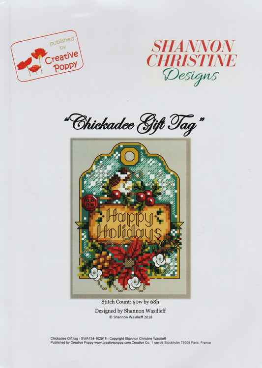 Creative Poppy Shannon Christine Chickadee Gift Tag cross stitch pattern