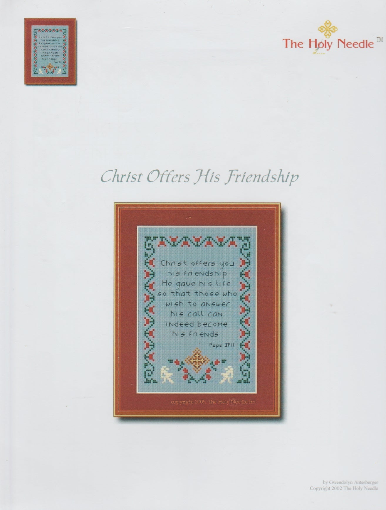 The Holy Needle Christ Offers His Friendship cross stitch pattern
