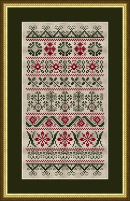 Hapiness is Heart Made Christmas Band Sampler cross stitch pattern