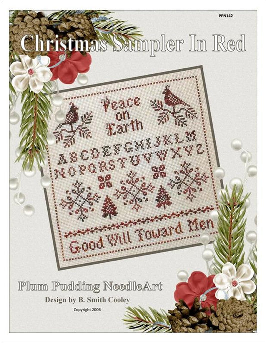 Plum Pudding NeedleArt Christmas Sampler In Red PPN142 cross stitch pattern