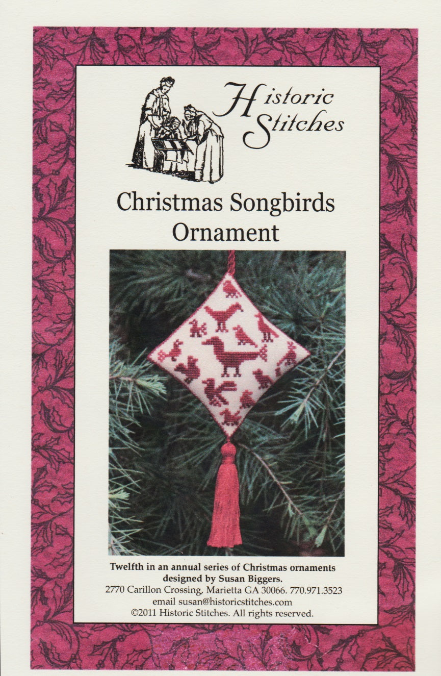 Historic Stitches Christmas Songbirds Ornament cross stitch bird christmas ornament pattern