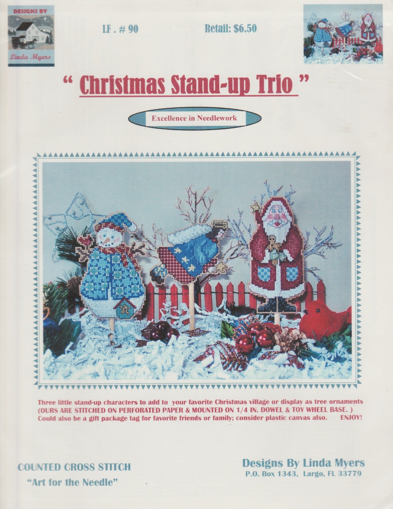 Linda Myers Christmas Stand-up Trio 90 cross stitch pattern