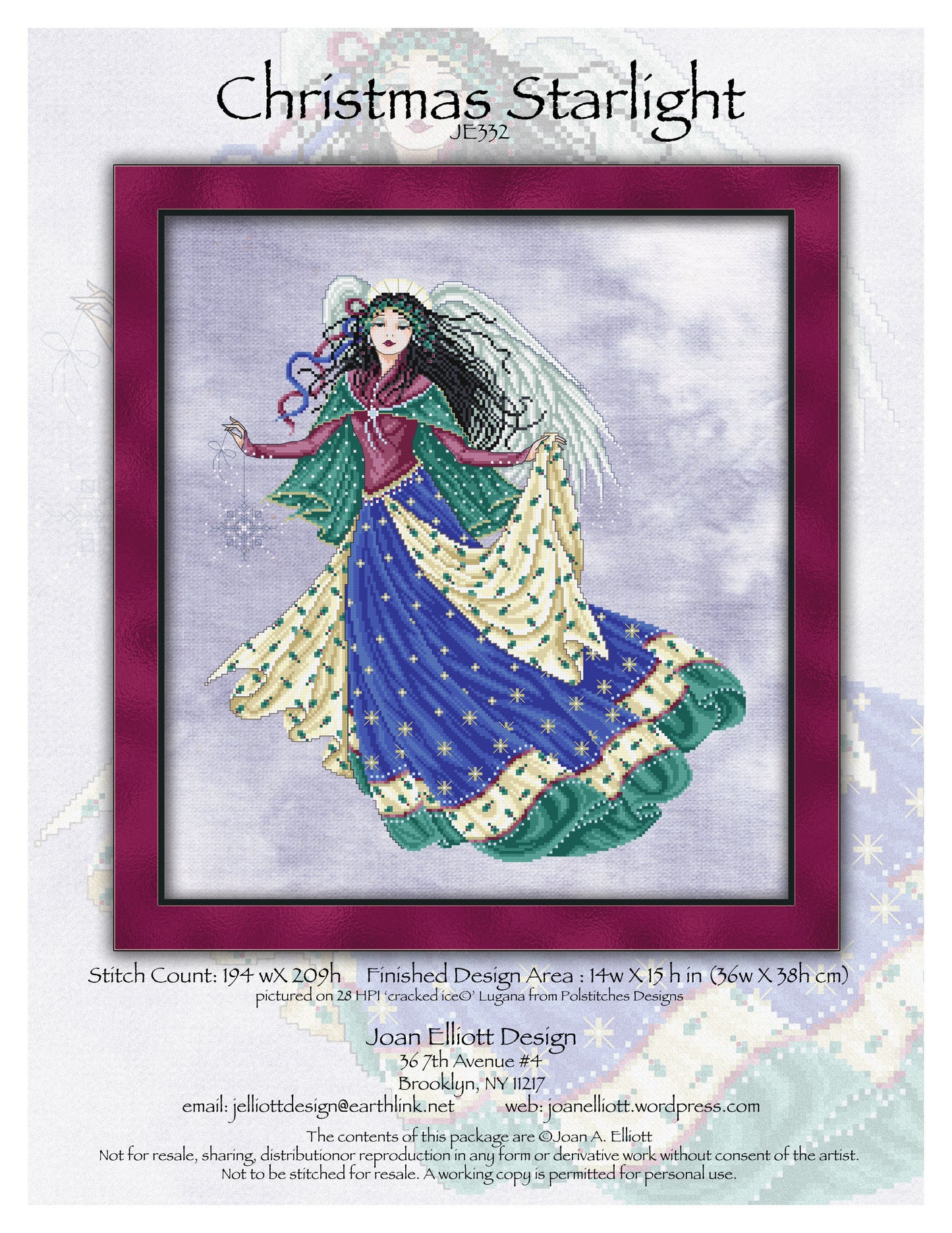 Joan Elliot Christmas Starlight JE332 cross stitch pattern