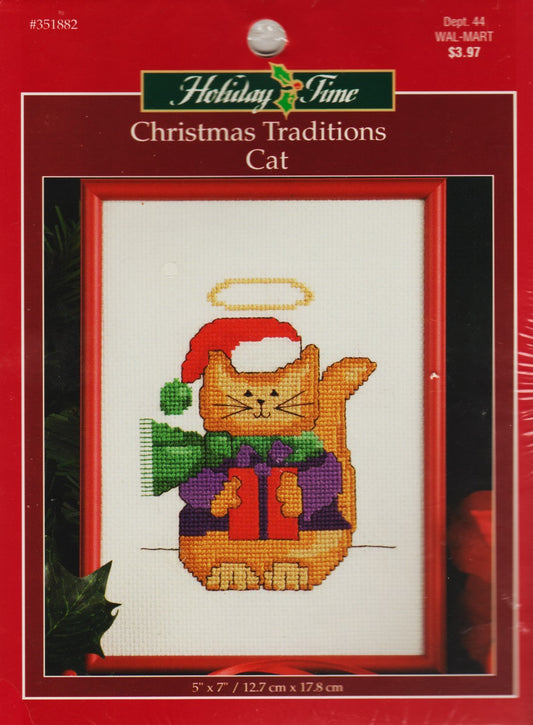 Leisure Arts Christmas Traditions Cat 351882 cross stitch kit