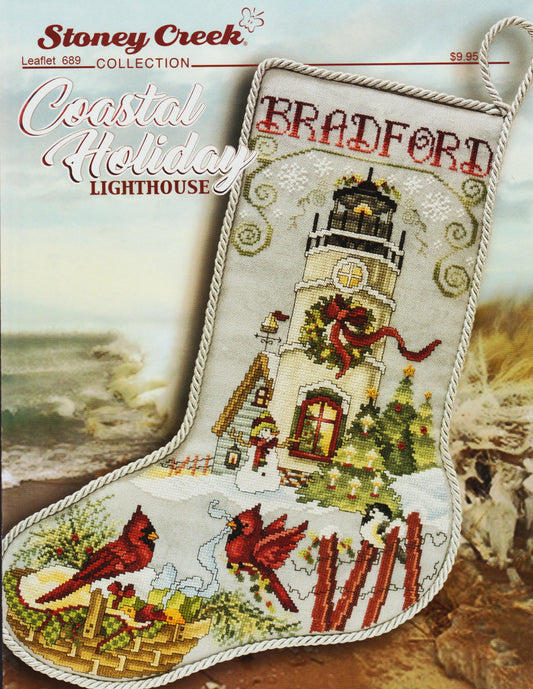 Stoney Creek Coastal Holiday Lighthouse LFT689 christmas beach lighthouse stocking cross stitch pattern