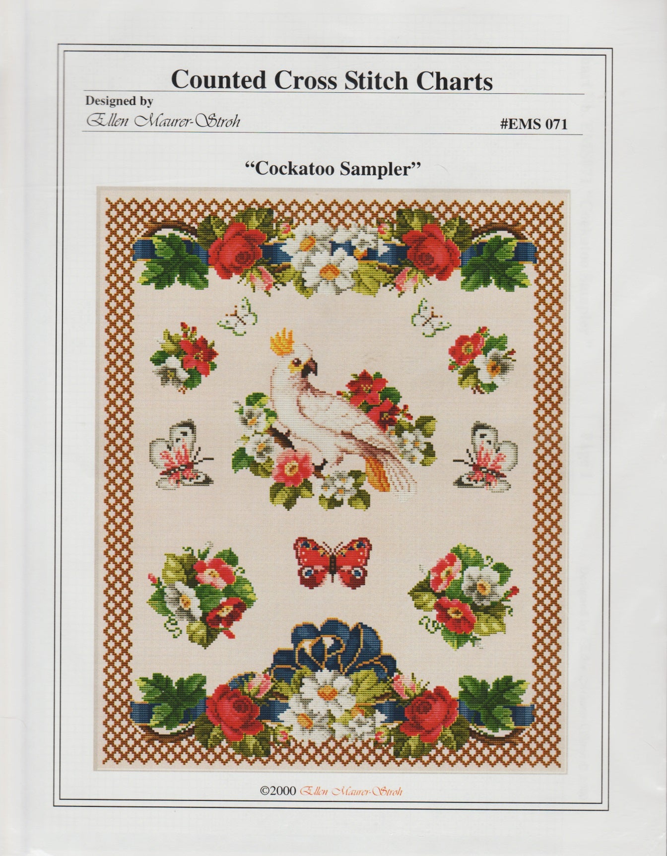 Ellen Maurer-Stroh Cockatoo Sampler EMS071 bird cross stitch pattern