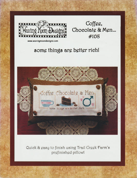 Waxing Moon Coffee, Chocolate & Men 108 cross stitch pattern