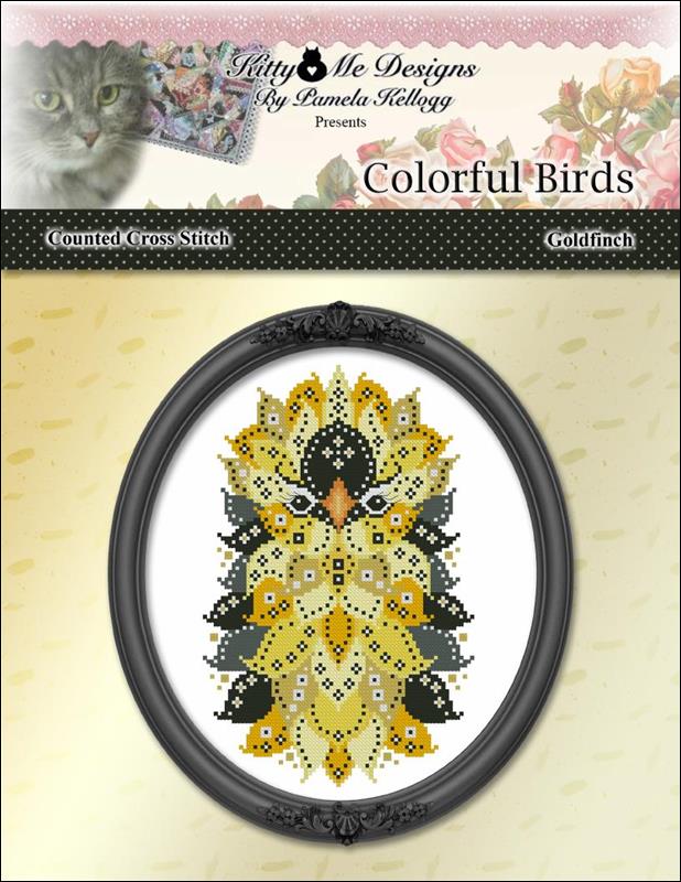 Kitty & Me Colorful Birds - Goldfinch cross stitch pattern