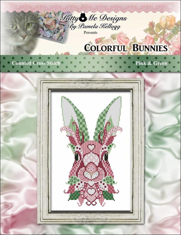 Kitty & Me Colorful Bunnies - Pink & Green cross stitch pattern
