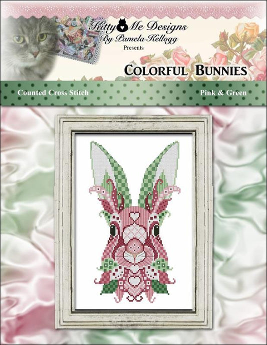 Kitty & Me Colorful Bunnies - Pink & Green cross stitch pattern