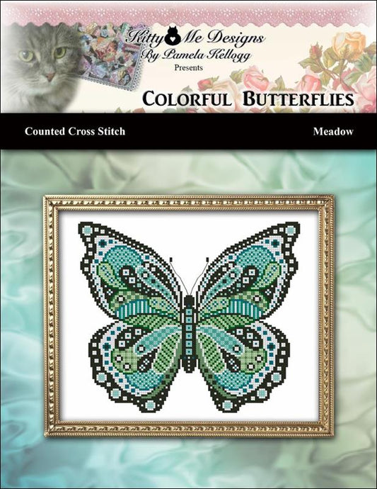 Kitty & Me Colorful Butterflies - Meadow cross stitch pattern