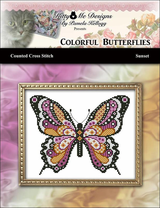 Kitty & Me Colorful Butterflies - Sunset cross stitch pattern