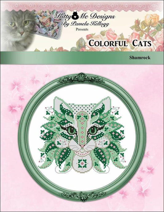 Kitty & Me Colorful Cats - Shamrock cross stitch pattern