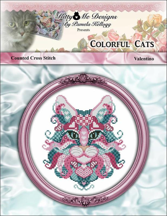 Kitty & Me Colorful Cats - Valentino cross stitch pattern