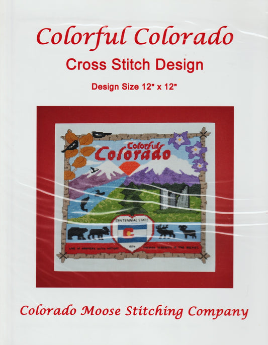 Colorado Moose Stitching Company Colorful Colorado cross stitch pattern