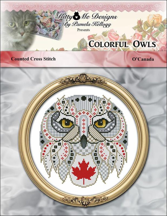 Kitty & Me Colorful Owls - O'Canada cross stitch pattern
