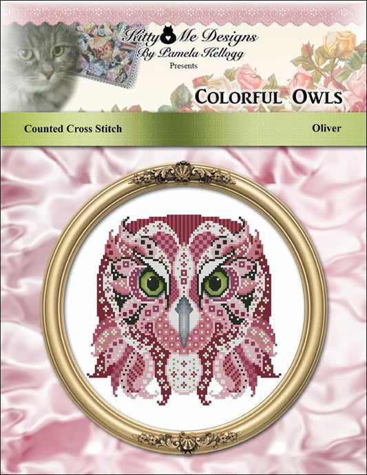 Kitty & Me Colorful Owls - Oliver cross stitch pattern