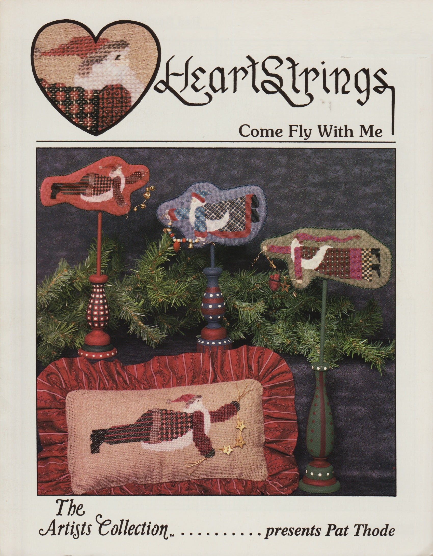 Heartstrings Come Fly With Me Santa Christmas cross stitch pattern