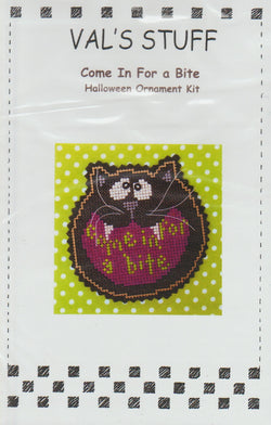 Val's Stuff Come In For A Bite halloween ornament cross stitch pattern
