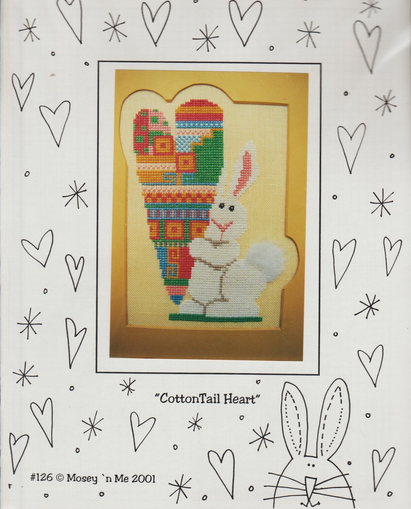 Mosey 'n Me CottonTail Heart Easter cross stitch pattern
