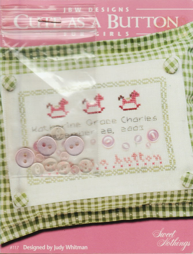 JBW Designs Cute As A Button For Girls 117 cross stitch pattern