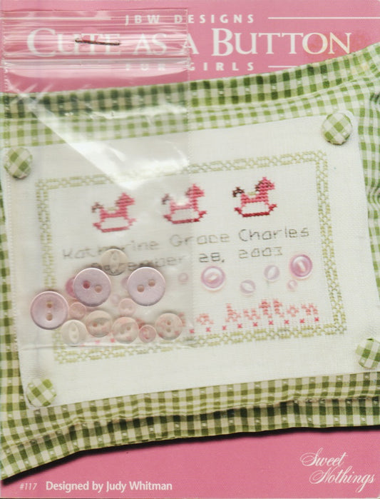 JBW Designs Cute As A Button For Girls 117 cross stitch pattern