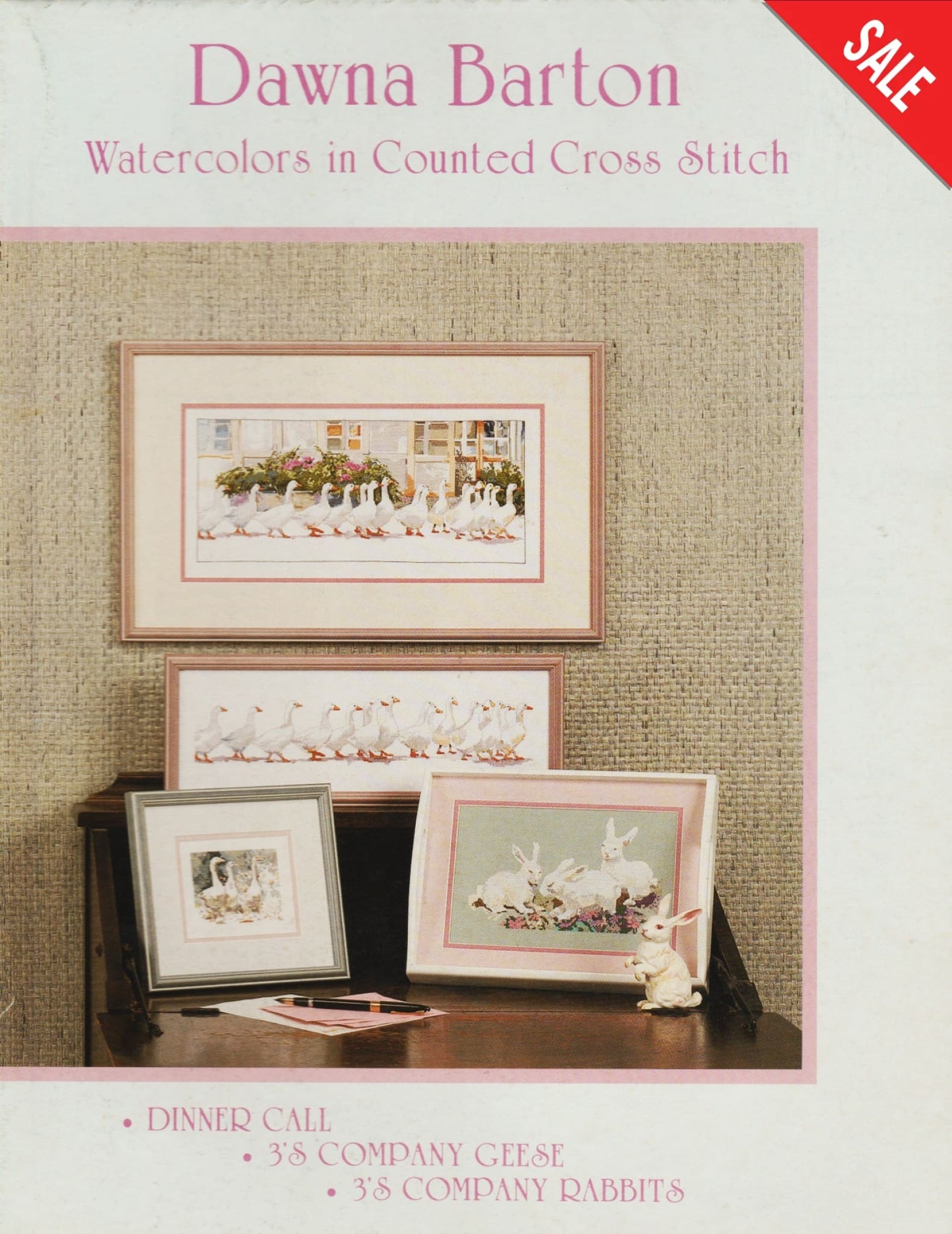 Quest Fine ARts Dawna Barton Watercolors geese rabbits cross stitch pattern