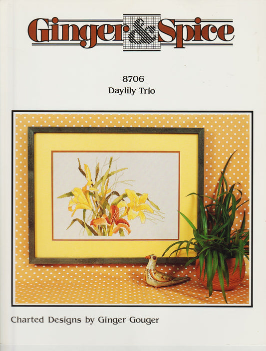 Ginger & Spice Daylily Trio 8706 flower cross stitch pattern