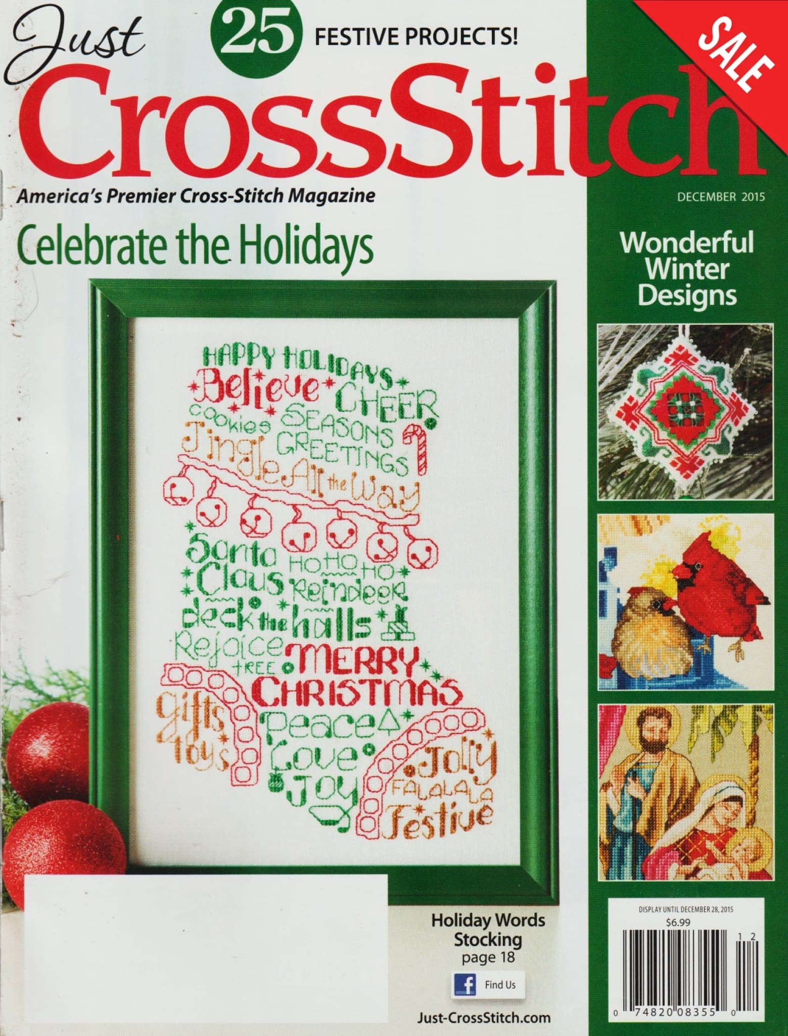 Just CrossStitch December 2015 cross stitch magazine