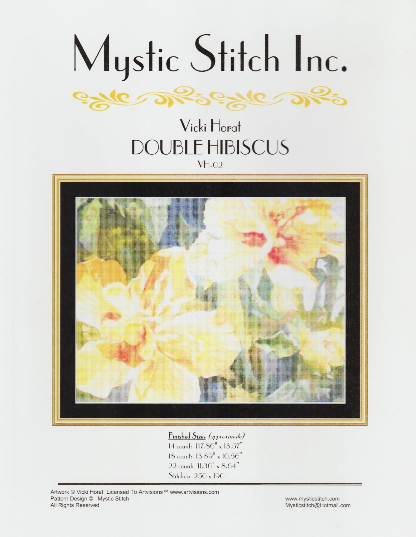 Mystic Stitch Double Hibiscus VH-02 cross stitch pattern