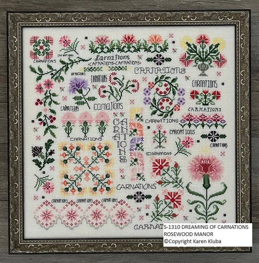 Rosewood Manor Dreaming of Carnations S-1310 cross stitch pattern