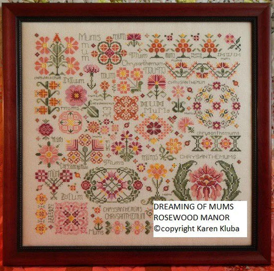 Rosewood Manor Dreaming of Mums cross stitch pattern