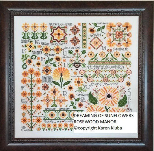 Rosewood Manor Dreaming of Sunflowers S-1134 cross stitch pattern