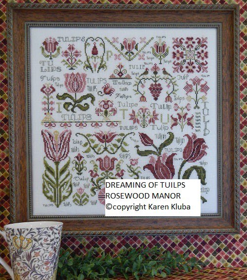 Rosewood Manor Dreaming of Tulips cross stitch pattern