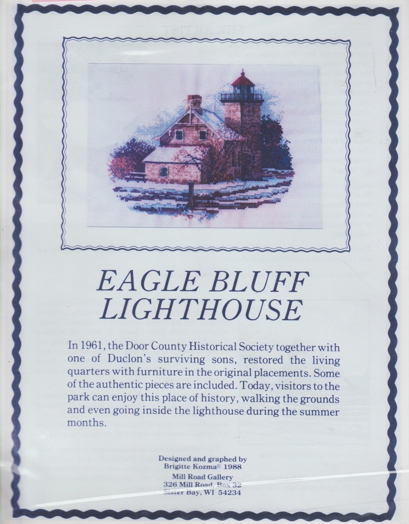 Bridgette Kozma Eagle Bluff Lighthouse cross stitch pattern