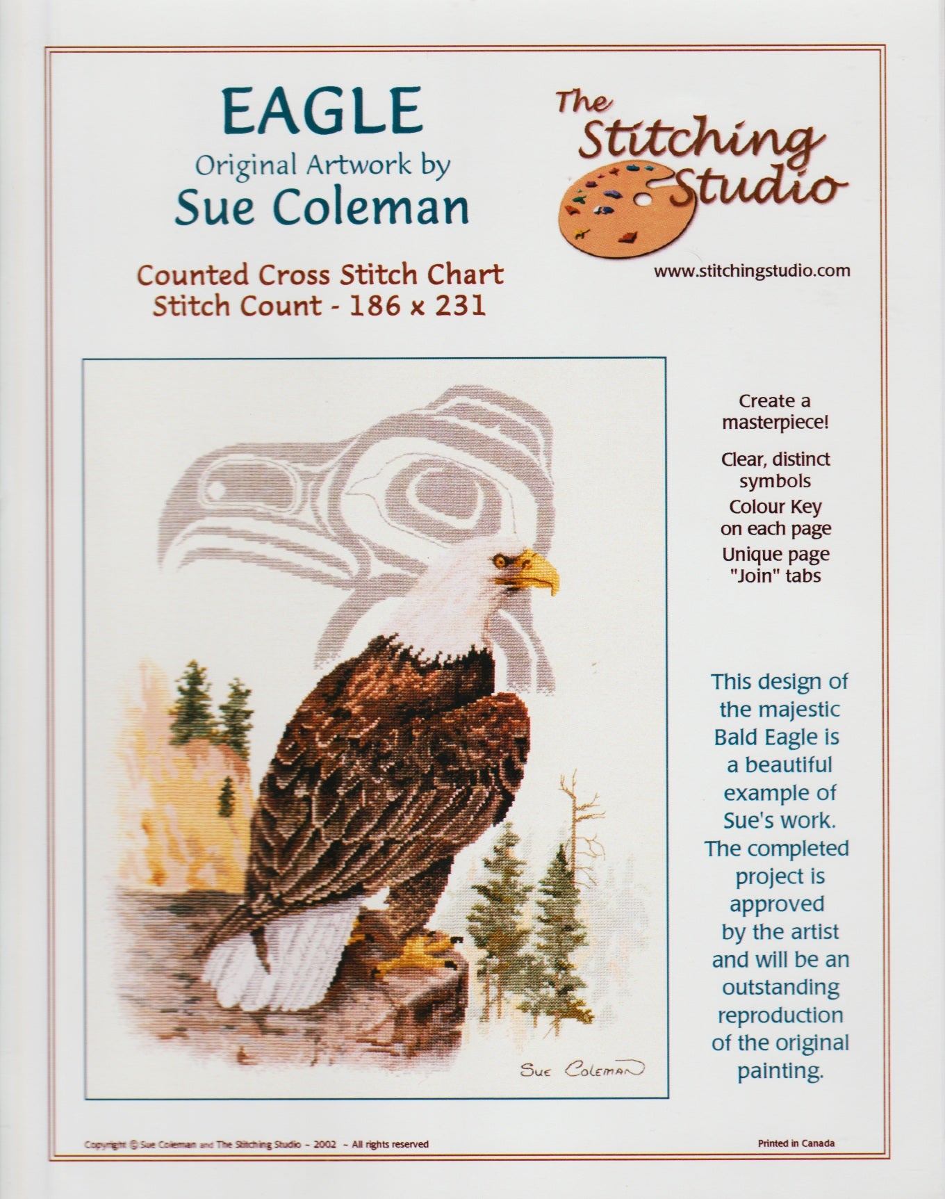 The Stitching Studio Eagle native american cross stitch pattern