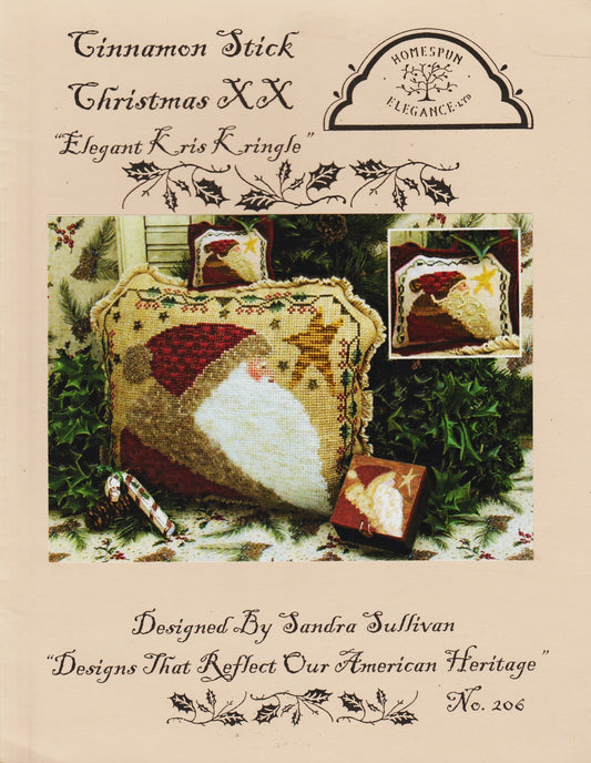 Homespun Elegance Elegant Kris Kringle 206 cross stitch santa christmas pillow pattern