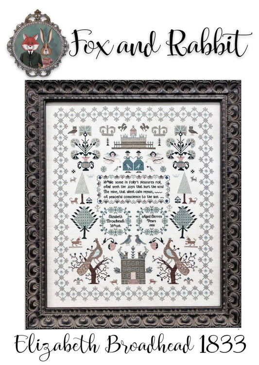 Fox and Rabbit Elizabeth Broadhead 1833 cross stitch sampler pattern